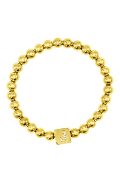 Adornia Crystal Initial Stretch Bracelet In Gold-j