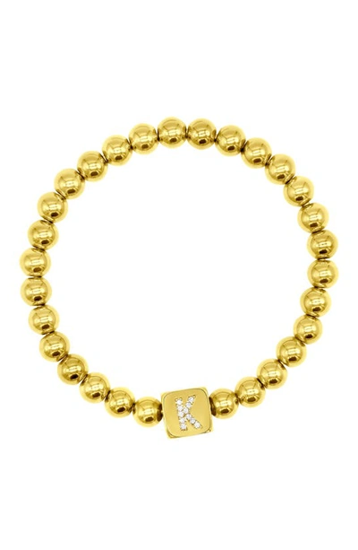 Adornia Crystal Initial Stretch Bracelet In Gold-k