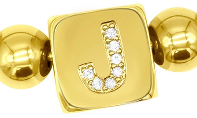 Shop Adornia Crystal Initial Stretch Bracelet In Gold-j