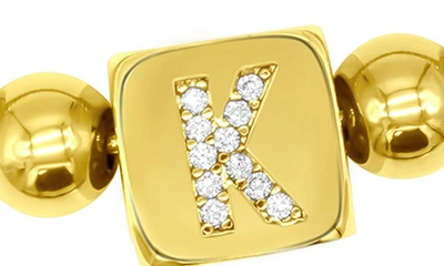 Adornia Crystal Initial Stretch Bracelet In Gold-k