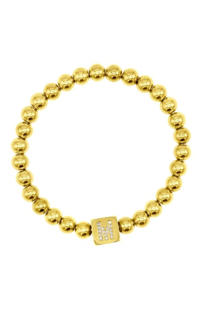 Adornia Crystal Initial Stretch Bracelet In Gold-m