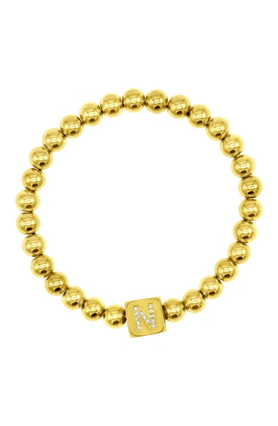 Adornia Crystal Initial Stretch Bracelet In Gold-n