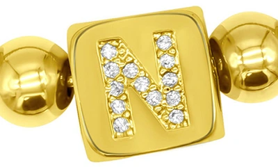 Adornia Crystal Initial Stretch Bracelet In Gold-n