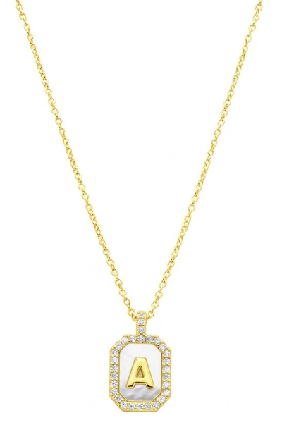 Shop Adornia Crystal Mother Of Pearl Initial Pendant Necklace In Gold-a