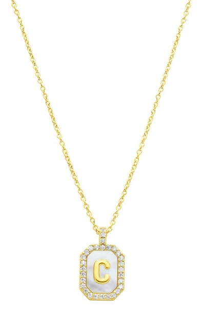 Shop Adornia Crystal Mother Of Pearl Initial Pendant Necklace In Gold-c
