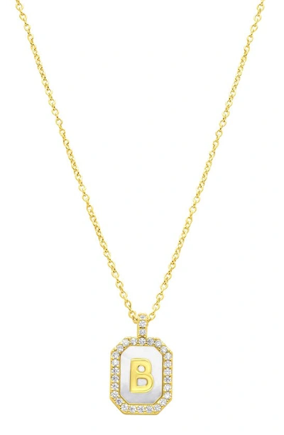 Shop Adornia Crystal Mother Of Pearl Initial Pendant Necklace In Gold-b