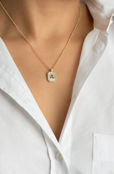 Shop Adornia Crystal Mother Of Pearl Initial Pendant Necklace In Gold-a