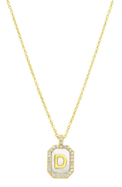 Shop Adornia Crystal Mother Of Pearl Initial Pendant Necklace In Gold-d