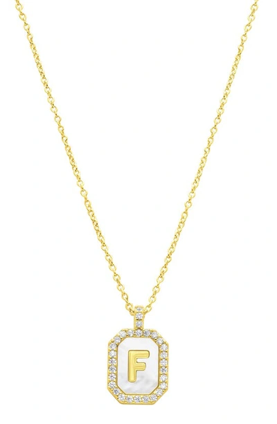 Shop Adornia Crystal Mother Of Pearl Initial Pendant Necklace In Gold-f