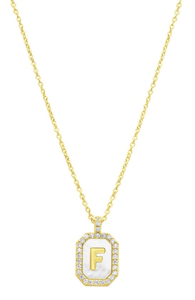 Adornia Crystal Mother Of Pearl Initial Pendant Necklace In Gold-f
