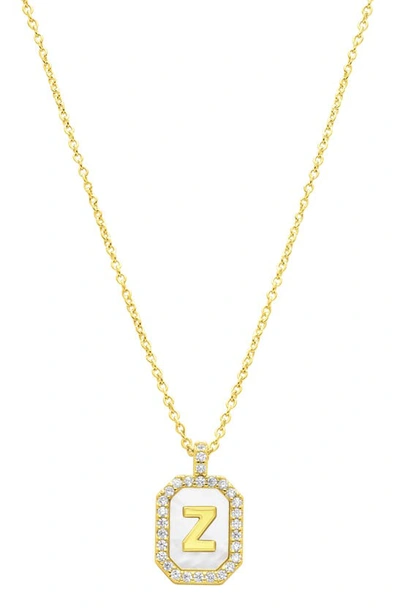 Shop Adornia Crystal Mother Of Pearl Initial Pendant Necklace In Gold-z