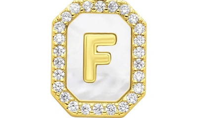 Adornia Crystal Mother Of Pearl Initial Pendant Necklace In Gold-f