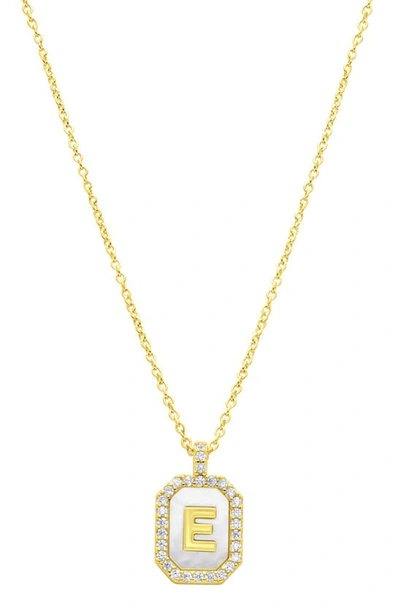 Shop Adornia Crystal Mother Of Pearl Initial Pendant Necklace In Gold-e