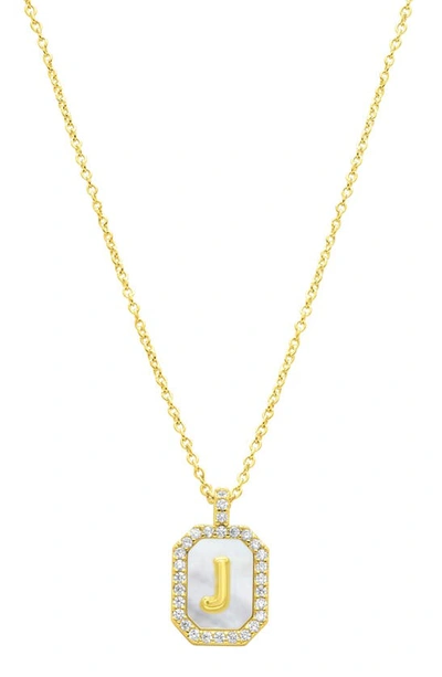 Shop Adornia Crystal Mother Of Pearl Initial Pendant Necklace In Gold-j