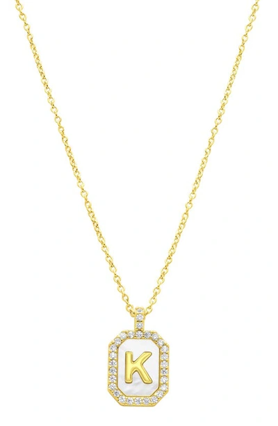 Shop Adornia Crystal Mother Of Pearl Initial Pendant Necklace In Gold-k