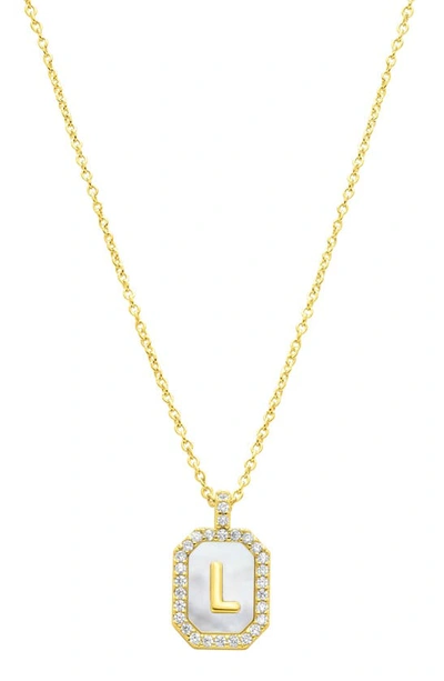 Shop Adornia Crystal Mother Of Pearl Initial Pendant Necklace In Gold-l