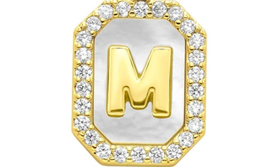 Adornia Crystal Mother Of Pearl Initial Pendant Necklace In Gold-m