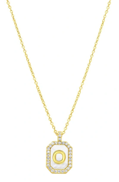Shop Adornia Crystal Mother Of Pearl Initial Pendant Necklace In Gold-o