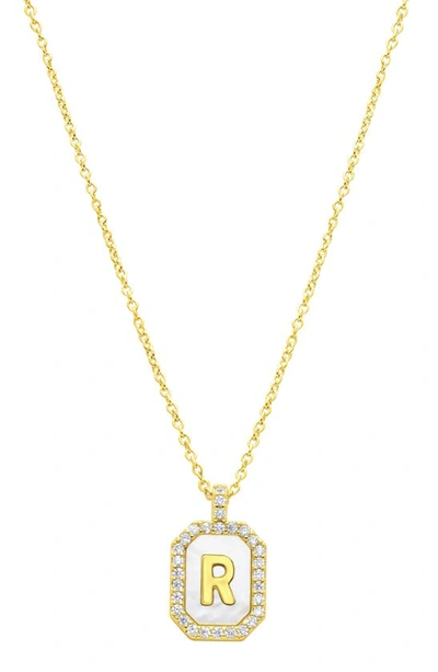 Shop Adornia Crystal Mother Of Pearl Initial Pendant Necklace In Gold-r