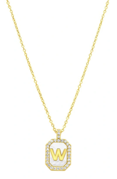 Shop Adornia Crystal Mother Of Pearl Initial Pendant Necklace In Gold-w