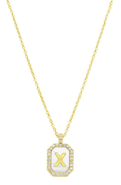 Shop Adornia Crystal Mother Of Pearl Initial Pendant Necklace In Gold-x