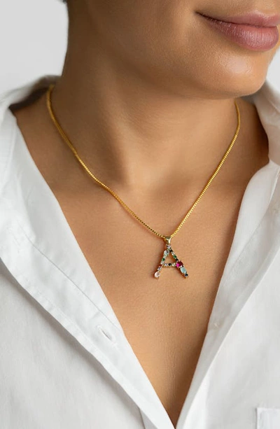Adornia Cz Initial Pendant Necklace In Gold-a
