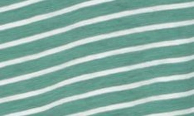 Shop Vince Stripe Cotton Slub Polo In Sea Green/ Optic White