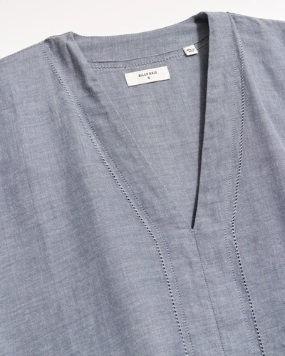 Billy Reid Pointelle Kaftan Blouse In Blue