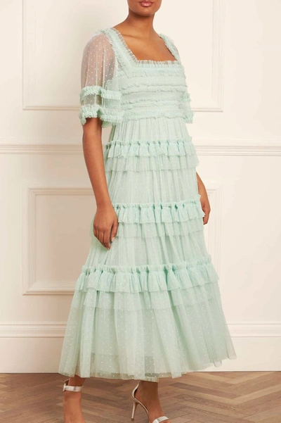 Shop Needle & Thread Peaches Smocked Ankle Gown In Green