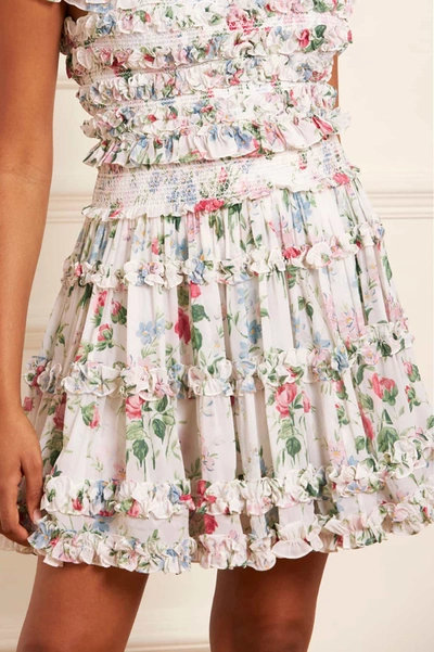 Shop Needle & Thread Floral Fantasy Chiffon Smocked Micro Mini Skirt In Multi