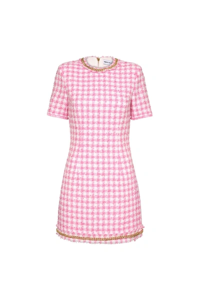 Shop Rebecca Vallance Gabrielle Short Sleeve Mini Dress In Check