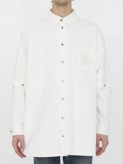 Off-white Off White Embroidered Overshirt In White