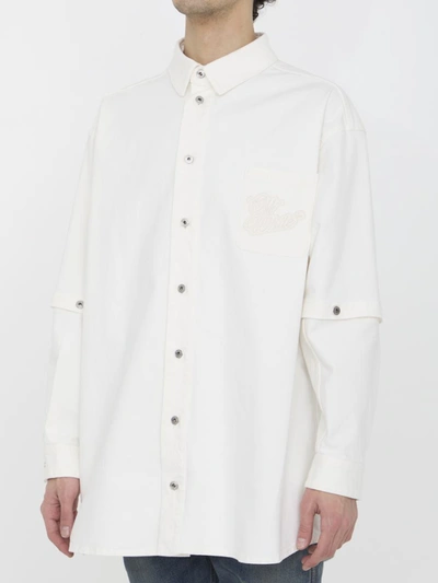 Off-white Off White Embroidered Overshirt In White