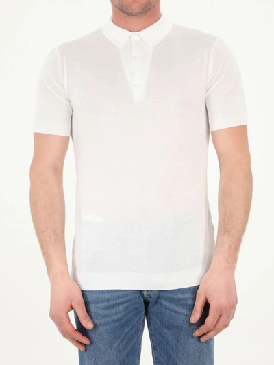 Shop John Smedley Adrian Polo Shirt In White