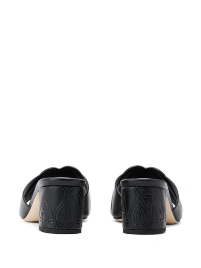 Shop Alexander Mcqueen Seal Leather Sandals In Black