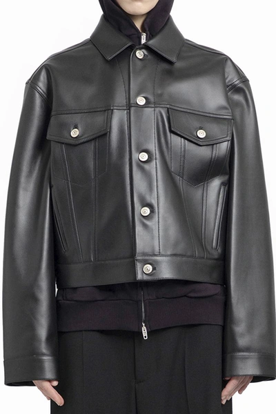 Shop Balenciaga Leather Jackets In Black