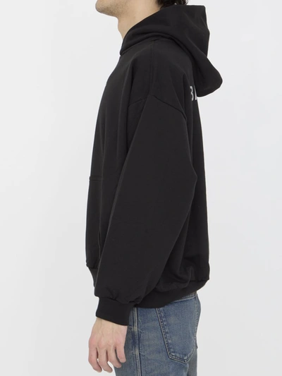 Balenciaga Relaxed-fit Cotton Hooded Sweatshirt With Design In Black