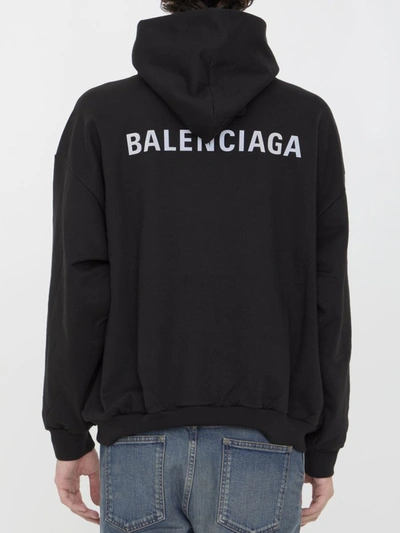 Shop Balenciaga Medium Fit Hoodie In Black