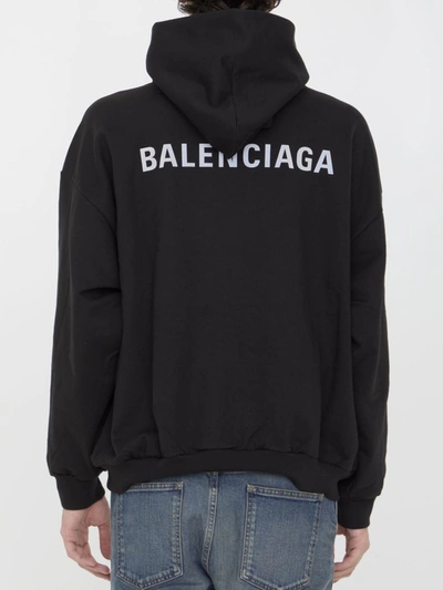 Balenciaga Relaxed-fit Cotton Hooded Sweatshirt With Design In Black