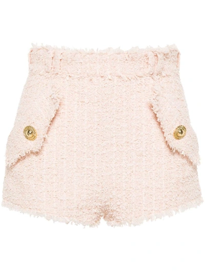 Shop Balmain Shorts In Nude Rosè