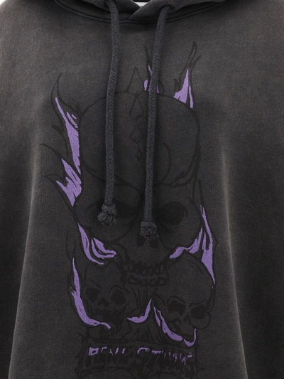Shop Acne Studios Printed Hoodie In Faded Black