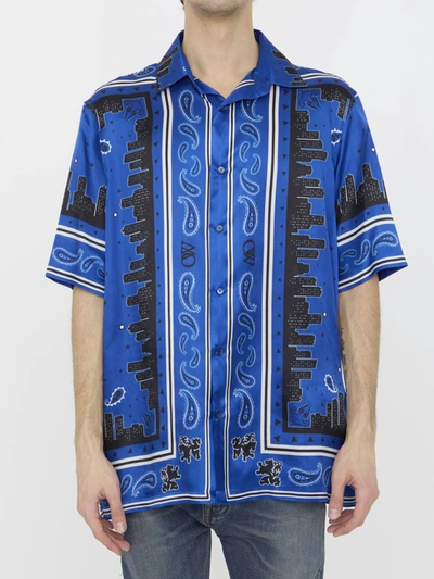 Shop Off-white Bandana Motif Shirt In Blue