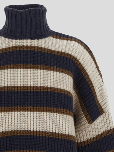 Shop Brunello Cucinelli Knit Sweater In Oceanbruciatobeige