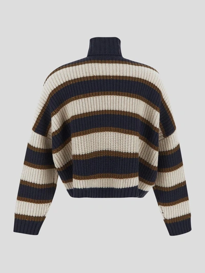 Shop Brunello Cucinelli Knit Sweater In Oceanbruciatobeige