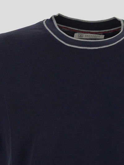 Shop Brunello Cucinelli Sweaters In Navygrigiochiarocorda