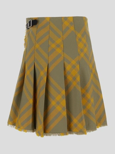 Shop Burberry Skirts In Huntercheck