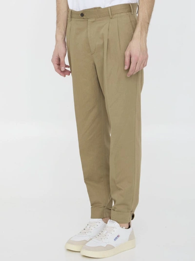 Pt Torino Cotton And Linen Trousers In Beige
