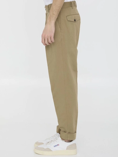 Pt Torino Cotton And Linen Trousers In Beige