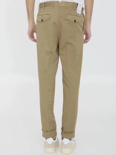 Pt Torino Cotton And Linen Trousers In Beige