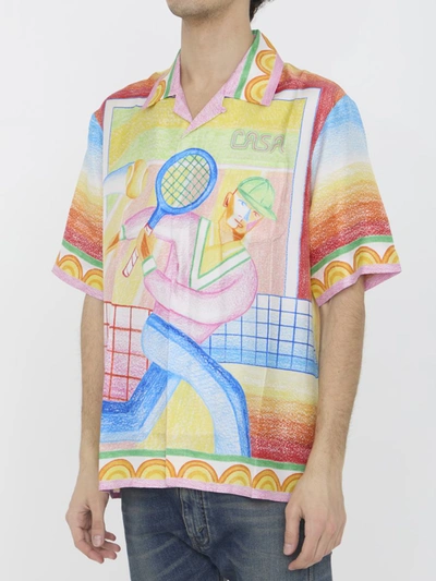 Shop Casablanca Crayon Tennis Player Shirt In Multicolor